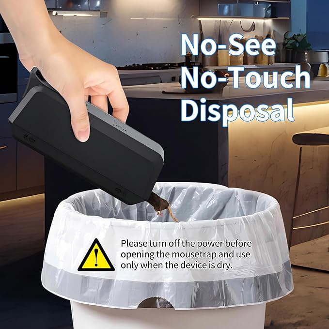 2 Pack Electronic Mouse Trap, Effective Electric Mouse Trap Zapper with Pet-Safe Design and No-Touch Disposal, High-Power Indoor Rodent and Mice Trap for Home, Kitchen, Garage, Attic(Black)