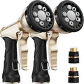 RAINPOINT Garden Hose Nozzle, Hose Sprayer Nozzle with 9 Spray Patterns, High Pressure Water Hose Nozzle Heavy Duty Metal Hand Sprayer, Watering Plants and Lawn, Car Washing, Pet Showering,Grey 2pcs