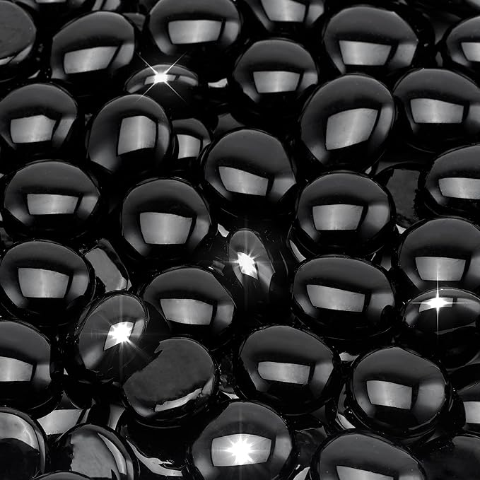 Stanbroil 10-Pound Fire Glass Beads - 1/2 inch Luster Fire Glass Drops for Fireplace Fire Pit | Gas Log Sets | Landscaping | Fish Tank, Onyx Black Luster