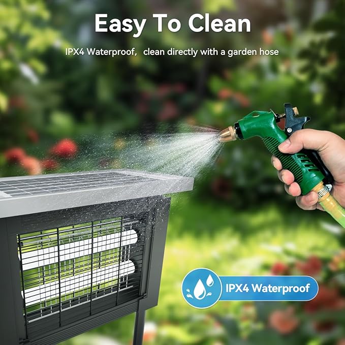 Solar Bug Zapper Outdoor Waterproof Patio Mosquito Zapper Solar Powered with Light Sensor Portable Camping Fly Trap for 2000 sq.ft Fly Zapper Mosquito Killer Ideal for Garden and Backyard