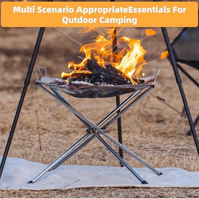 Portable Fire Pits,22 inch Camping Fire Pit Kit- Foldable Large Upgrade 304 Stainless Steel Mesh with Fire Pit Mat and Carry Bag,Perfect for Backyard,Garden,Picnic Campfire, Outdoor Hiking