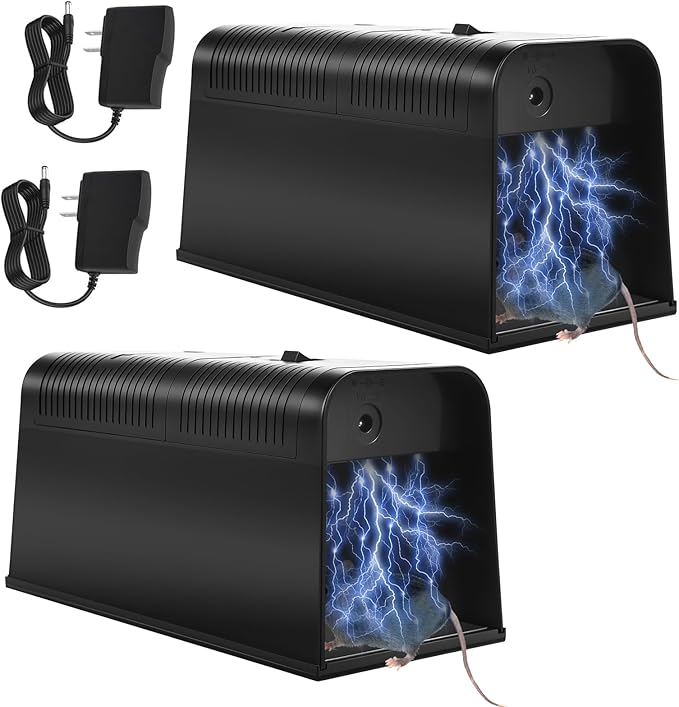 2 Pack Electric Mouse Trap,Electric Rat Trap, Mice Zapper Electronic Rat Trap. Indoor Mouse Traps for House Attic Garage to Deal with Rampant Mice (2)