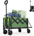 Collapsible Wagon with Extended Tailgate, Wagons Carts Folding with 350lbs Capacity, Lightweight Portable Utility Wagon Cart for Shopping Camping Sports Garden(Green)