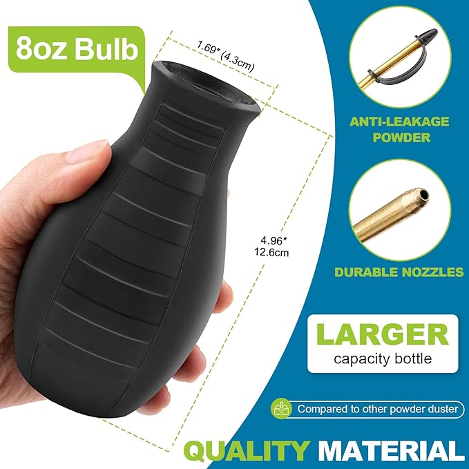 Large Bulb Powder Duster, Diatomaceous Earth Spreader for Garden and Indoor Insect Treatment, Handheld Dust Applicator Spray Bottle with Long Copper Tube
