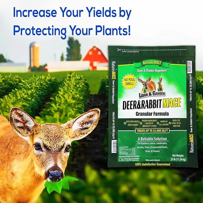 Nature's MACE Deer and Rabbit Granular Repellent, 75 lb, Repel Deer from Your Garden, Yard, Landscape, Flowers, Create a Deer Free Barrier, Deer Deterrent Granules, People and Pet Safe Granules
