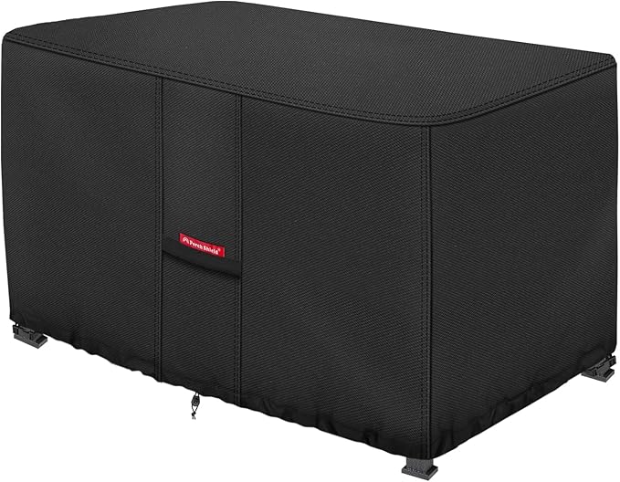 Porch Shield Patio Fire Pit Cover - Waterproof 600D Outdoor Rectangular Fire Table Cover Deck Box Protector - 48 x 24 inch, Black