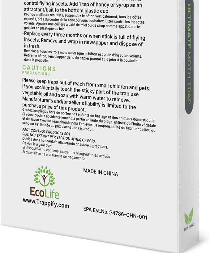 Trappify Ultimate Adhesive Moth Traps for Clothes - Monitoring Pantry Moth Traps for Home, Kitchen, Closet, Cabinet, Storage Rooms, Cupboard |Easy Setup (12 Pack)
