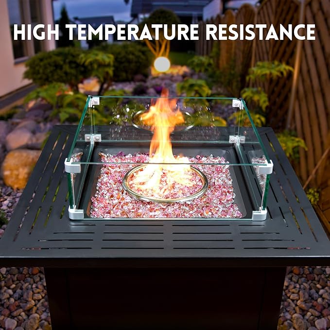 GasSaf 1/4 Inch Fire Glass Reflective Tempered Fireglass Cut Crushed FireGlass for Fire Pit, Fireplace, Replaces Existing Gas Logs & Lava Rocks (10 Pound)(Rose Gold)