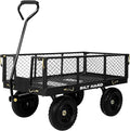 BILT HARD 400 lbs 10" Flat Free Tires Steel Garden Cart with 180° Rotating Handle and Removable Sides, 4 Cu.Ft Capacity Utility Heavy Duty Garden Carts and Wagons