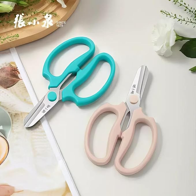 Professional Floral Scissors & Garden Shears - 3.38mm Stainless Steel, Ergonomic Wide Grip for Cutting Fresh Flowers, Florist Supplies, Pruning & Trimming (Pink)