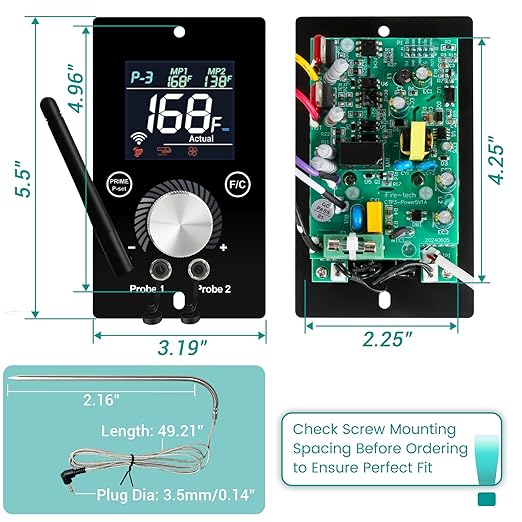 Universal WiFi PID Digital Thermostat for Traeger Control Panel Replacement for Pit Boss Controller for Asmoke Z Grills and More Wood Pellet Smoker with Temperature Meat Probe Grill Accessories