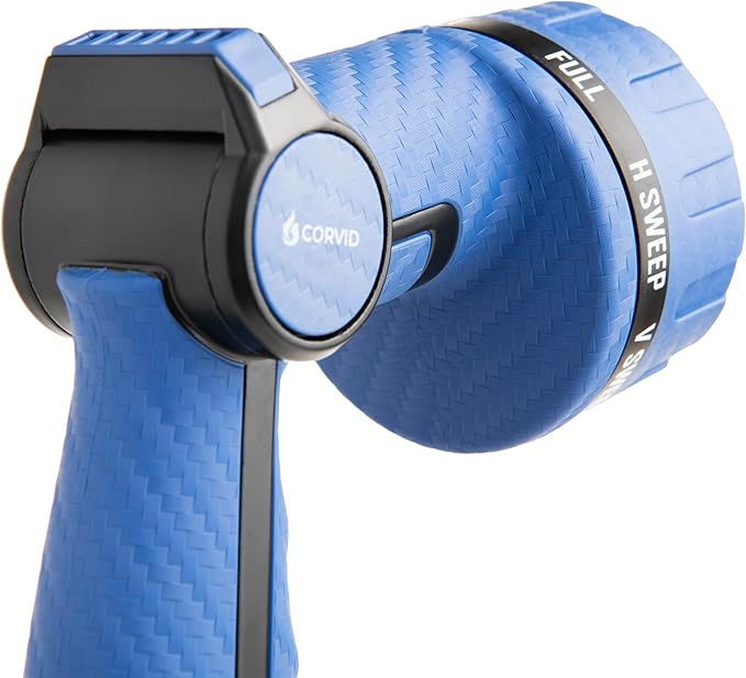3-Pack Corvid Heavy Duty 8-Pattern Garden Hose Nozzle with Thumb Control, Adjustable High-Pressure Watering Spray Nozzle with Ergonomic Handle - Perfect for Lawn & Garden, Car Wash, Pet Cleaning