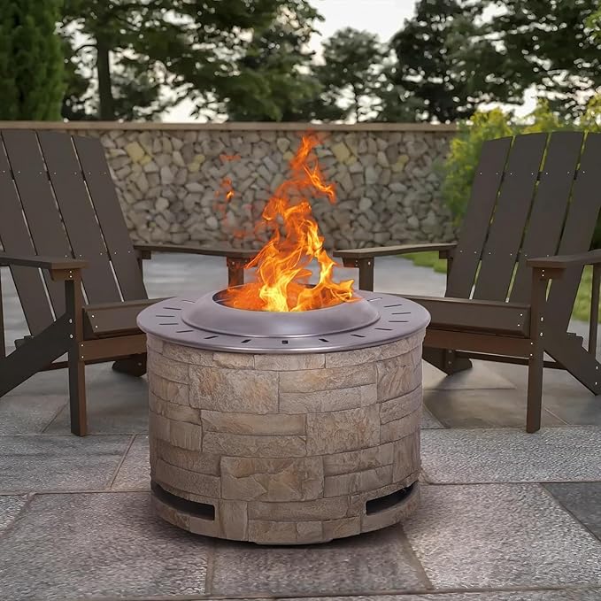Afterglow Bonfire 20.5 Inch Smokeless Fire Pit with Removable Ash Pan - Portable Outdoor Fire Pit - Stainless Steel - Wood Burning Lightweight Fireplace, Ideal for 4-6 People
