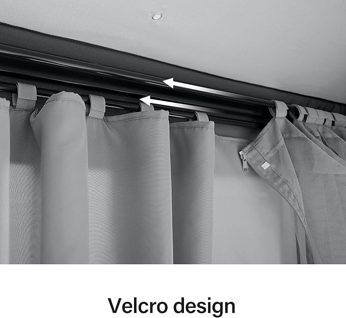 LAUSAINT HOME Gazebo Privacy Curtain 10'x10' with Zipper and 4-Panels Side Wall Universal Replacement for Backyard, Garden, Lawn, Smoke Gray
