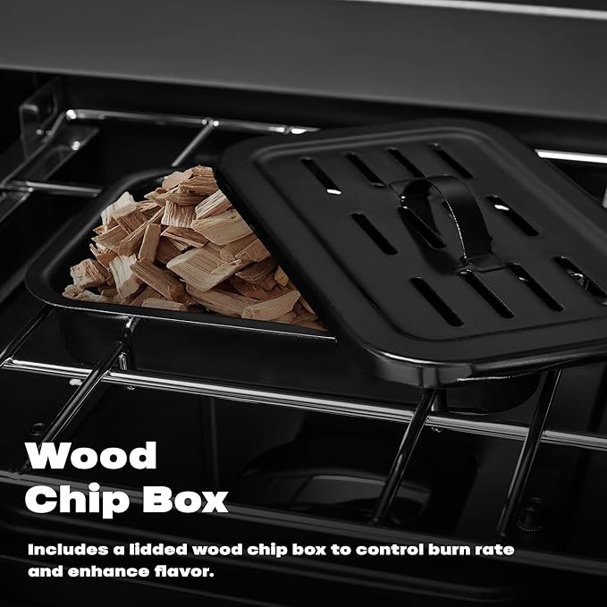 Propane Smoker with Cover, Vertical Gas Smokers Grill with Temperature Control Outdoor Heavy Duty Three Removable Smoking Shelves, New-Model Black