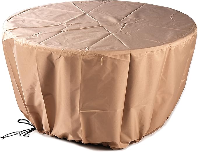 Round 34 in. x 34 in. Aluminum Propane Fire Pit Table with Glass Beads, Two Covers, Lid, 37,000 BTUs in Grey Finish