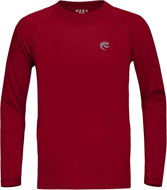 Boys UPF 50+ Swim Shirt Long Sleeve, 1 or 2 Pack UV Sun Protection Rash Guard, Youth Kids SPF Water Shirts for Beach Surf