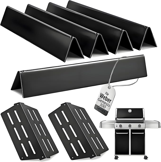 Grill Replacement Parts for Weber Genesis 300 Series Gas Grill, Porcelain Steel 17.5" Flavorizer Bars Heat Deflector for Weber E310 E320 E330 EP310 EP320 EP/CEP330 S310 S320 S330 Front Control Knob