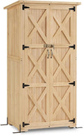 Macrout Outdoor Storage Cabinet, Wooden Storage Shed with Lock, Outside Garden Tool Shed with 2 Doors for Patio Yard Lawn, 1628 (Medium)