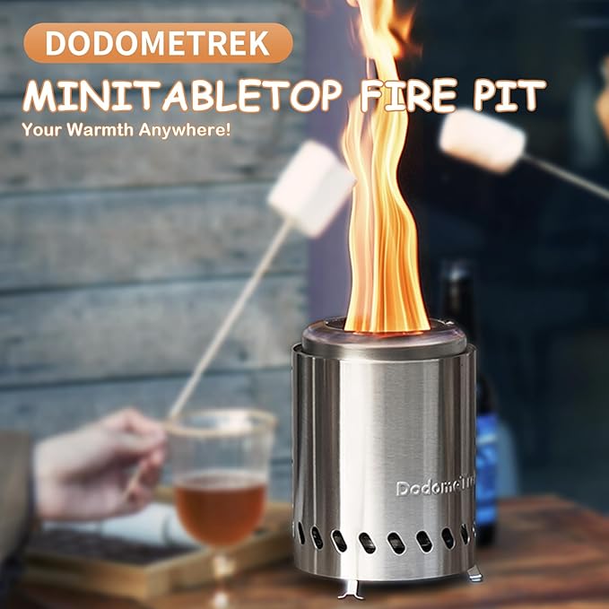 Tabel Top Fire Pit Mini, Portable Firepit Outdoor, 5.5 Inch Tabletop Firepit Stainless Steel