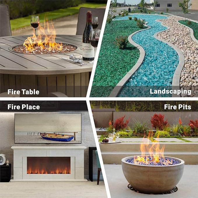 onlyfire 10-Pounds Fire Glass Diamonds for Propane Fire Pit, 1 Inch Reflective Firepit Glass Rocks Stones for Gas Fireplace and Fire Pit Table, Crystal Ice