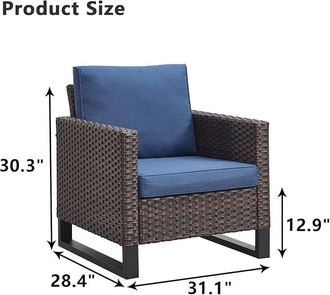 HUMMUH 5 Piece Patio Furniture Outdoor Bistro Set All-Weather Wicker Outdoor Chairs with Ottomans End Table for Patio,Porch,Garden,Backyard