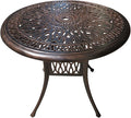 FAPOLITE Outdoor Table Cast Aluminum Round Patio Table with Umbrella Hole All Weather Outdoor Dining Table for Lawn Garden Backyard (90cm YLSB Round Table)
