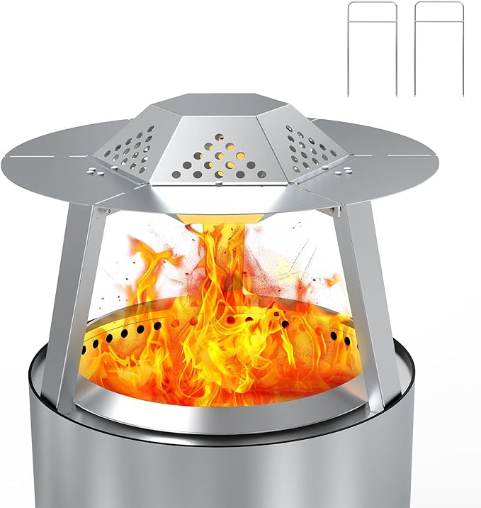 Heat Deflector for Solo Stove 15" Ranger 1.0 2.0 Fire Pit Accessories Stainless Steel 304 Heat Diffuser with Carrying Handle and 3 Support Leg for 15 Inch Other Outdoor Indoor FirePits Accessory