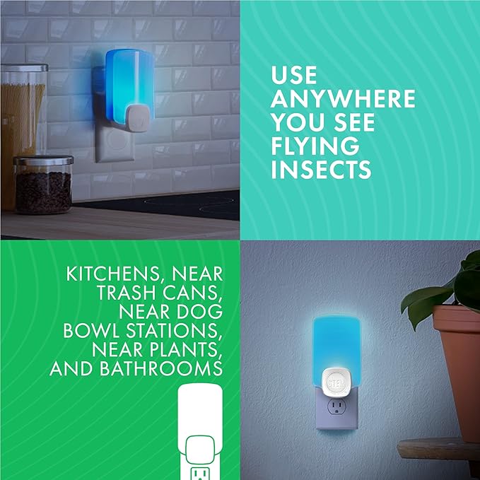 STEM Insect Trap - Indoor Fruit Fly & Gnat Pest Control for House, Home and Kitchen, Attracts & Traps Flying Bugs, Soft Blue Light - Includes 2 Plug-In Devices & 2 Cartridges