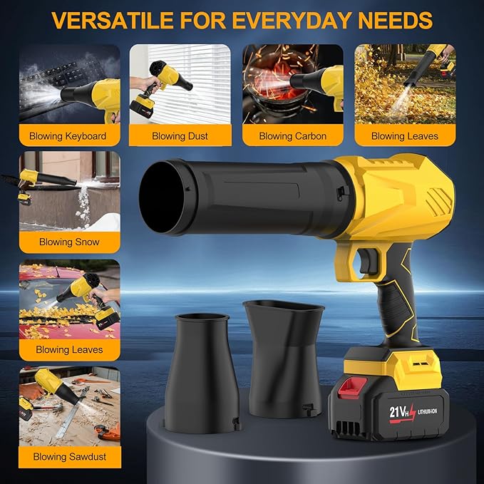 YUANRAN Leaf Blower Cordless with Battery and Charger,500,000 RPM Turbo Jet Blower,Handheld Leaf Blowers for Lawn Care,Portable Lightweight Grass Blower for Yard, Patio & Outdoor Use