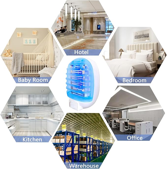 Bug Zapper Indoor,Fly Traps,Flying Insects,Electronic Insect Killer Fly Insect Trap Plug-in Mosquitoes Killer Mosquito Zapper with Blue Lights for Living Room,Kitchen,Bedroom,Office (2Packs)