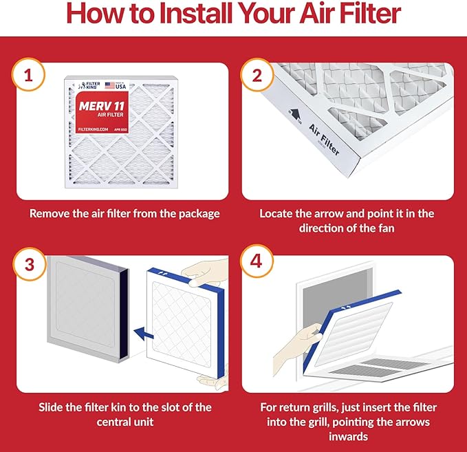 Filter King 24x24x1 Air Filter | 12-PACK | MERV 11 HVAC Pleated A/C Furnace Filters | MADE IN USA | Actual Size: 23.75 x 23.75 x .75"