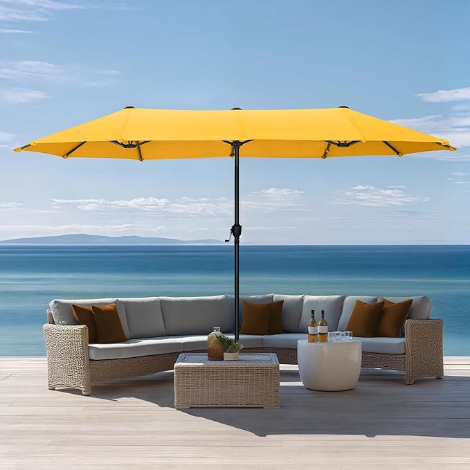 Sophia & William 13ft Outdoor Patio Umbrella for Table, Large Double-sided Umbrella for Garden, Deck, Pool, Golden Yellow