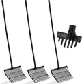 Lasnten 3 Sets Manure Fork with Long Metal Handle Pitch Fork Manure Rake Heavy Duty Muck Rake for Gardening Horse Stall Stable Grass Hay Cleaning Farm Work(Black)