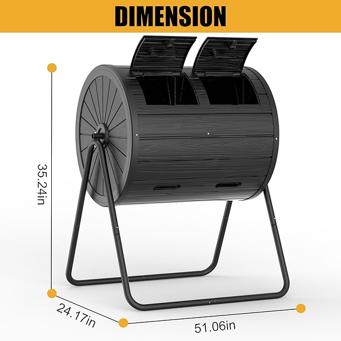 37.5 Gal Compost Tumbler - Quick-Spin Outdoor Compost Bin with Weatherproof Resin | High-Yield Compost for Organic Gardening