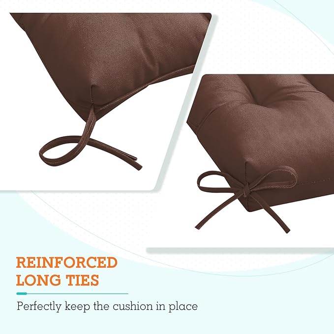 EAGLE PEAK Tufted Outdoor/Indoor High Back Patio Chair Cushions, Set of 2, 46'' x 22'', Brown