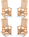 Outdoor Rocking Chairs Set of 4, Oversized All Weather High Back Porch Rocker, Patio Rockers for Outside