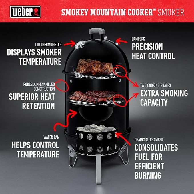 Weber 22-inch Smokey Mountain Cooker, Charcoal Smoker