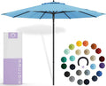 Midtown Umbrellas Push Pop Sunbrella Umbrella 8 Feet Outdoor Umbrella in Capri Fabric - Patio Umbrella, Backyard Umbrella, Garden Umbrella, Picnic Table Umbrella & Pool Umbrella - Black Pole