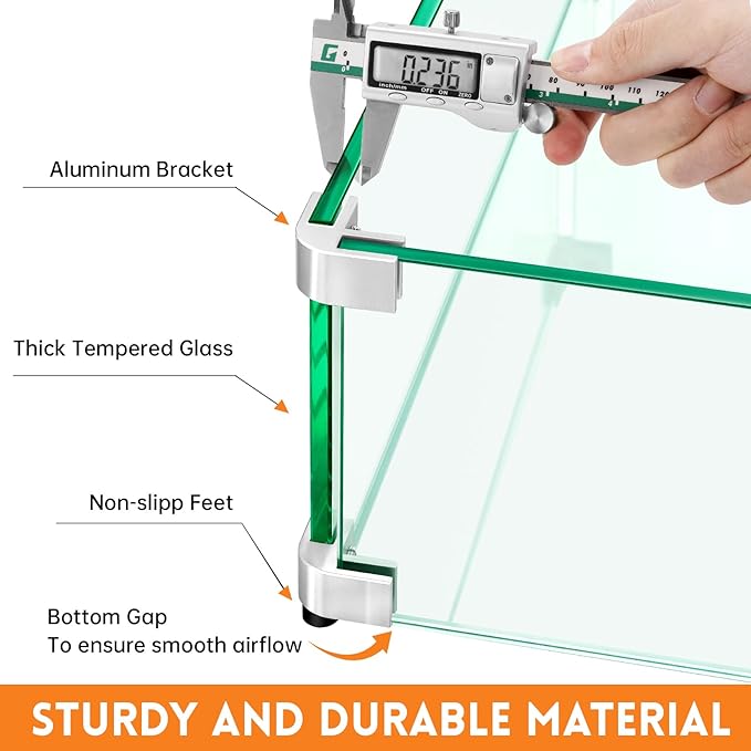 Fire Pit Wind Guard, 19.5" x 19.5" Square Tempered Glass Wind Shield for Firepit & Fire Table, Thick Glass and Easy Installation with Included Tools, Airflow Management for Stable Flame