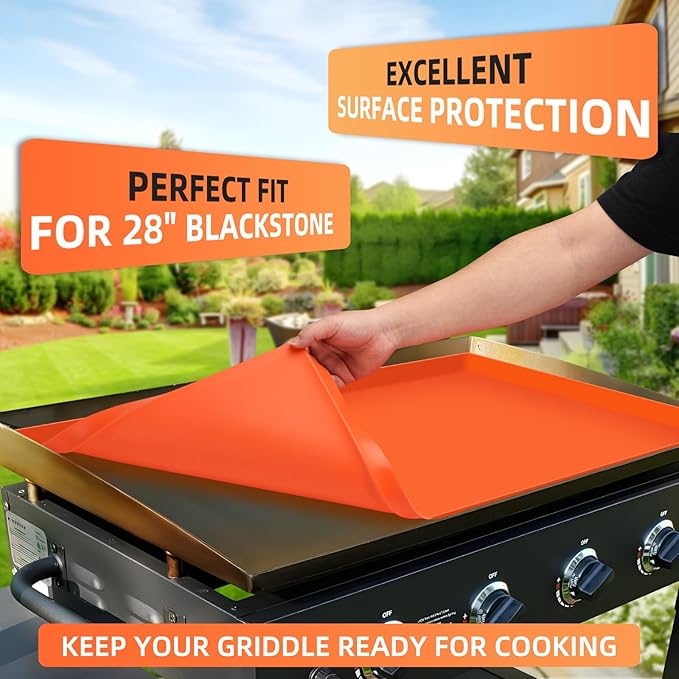 28" Silicone Griddle Mat for Blackstone, Heavy Duty Food Grade Silicone Griddle Cover, BBQ Shield Against Rust, Grease & Dirt, All-Season Protection