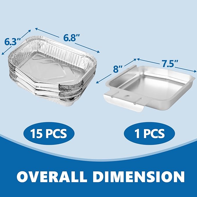 SafBbcue Grease Trays with Disposable Aluminum Liners, for TravelQ 62006 Accessories, Stainless Steel Grease Catcher, Napoleon Grill Replacement Travel Q Series Grill TQ240 TQ285 TQ285X TQ PRO285