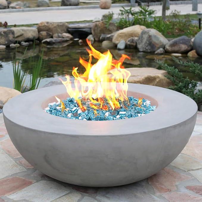 Mesida Fire Glass for Propane Fire Pit - 10 lb Reflective High Luster Glass Rocks, Caribbean Blue 1/4-Inch Fire Pit Glass for Indoor/Outdoor Fireplace & Fire Table, Tempered Decorative Firepit Rocks