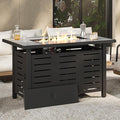 42" Outdoor Propane Fire Pit Table Ceramic Top & Lava Rocks,60000 BTU Rectangle Patio Heater Waterproof Lid Gas Fire Pits for Outside Patio Black