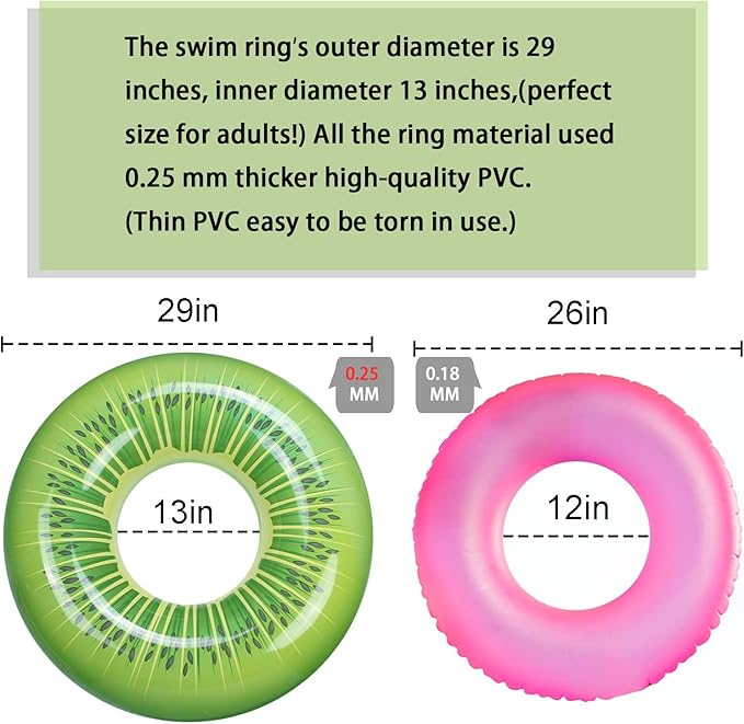 FindUWill 6 Pack Pool Floats Kids, Pool Swim Tubes Rings(4 Pack) - 4Pcs Inflatable Big Floaties Beach Swimming Toys with 2Pcs Beach Balls for Adults Raft Floaties Toddlers