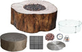 Elementi Lunar Bowl Cast Concrete Fire Table Bundle, Outdoor Fire Pit Fire TablePatio Furniture, Light Gray (Natural Gas)