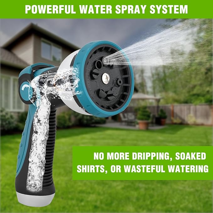 Yesker Garden Hose Nozzle Water Hose Sprayer Nozzle Adjustable 10 Spray Patterns Heavy Duty Metal Nozzles Thumb Control w Non-Slip Grip for Outdoor Watering Plants Lawn Washing Car Pets, Black & Blue