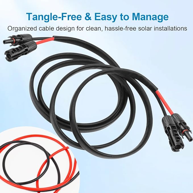 XRDS -RF Solar Cable 40FT, 8AWG Solar Extension Cable with Male & Female Solar Connectors, Flame-Retardant Protective Sleeving Solar Panel Cable, Weatherproof PV Wire for Solar Panel Connection