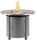Round 34 in. x 34 in. Aluminum Propane Fire Pit Table with Glass Beads, Two Covers, Lid, 37,000 BTUs in Grey Finish