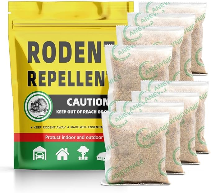 Rodent Repellent Indoor, Mice Repellent for Garage, Mouse Repellent Pouches with Peppermint, Keep Mice Away, Mouse Deterrents Outdoor, Rat Repellent for House, Car Engines - 8 Pack